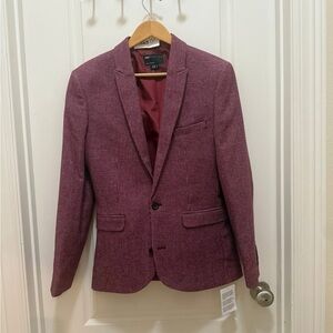 ASOS 36s Slim Fit Tweed Like Suit Jacket.  Burgundy